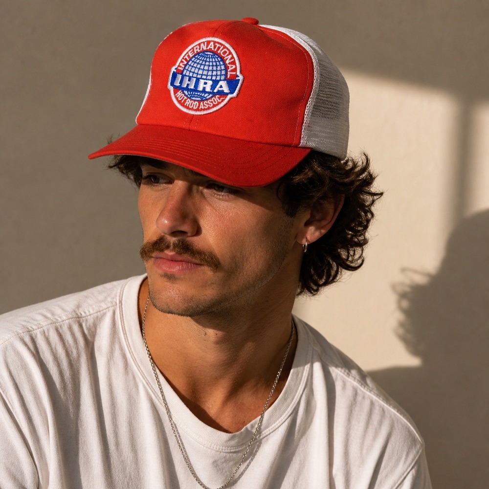 Vintage IHRA Trucker Hat International Hot Rod Assoc Snapback Mesh Racing Cap